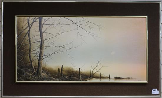 Michael John Hill, oil on board, landscape, signed and dated 1981, 45 x 91cm.